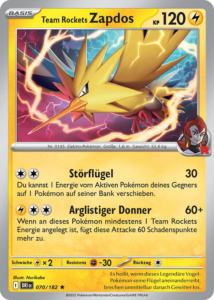 DRI070 - Team Rockets Zapdos - Ewige Rivalen - KP 10 - (DRI070/182)