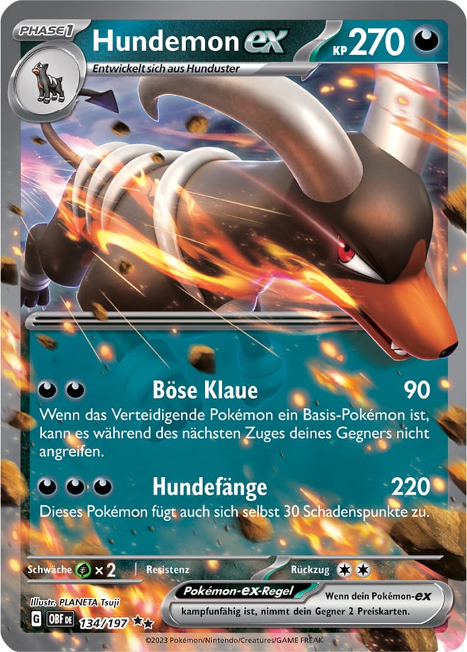 OBF134 - Hundemon EX - Obsidianflammen - KP 03 - (OBF134/197)