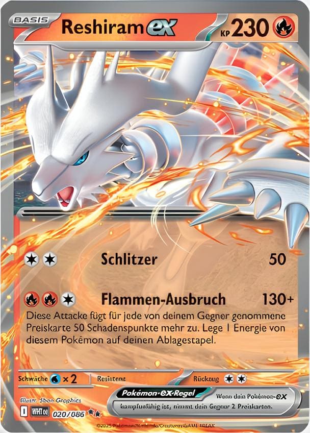 WHT020 - Reshiram ex - Weiße Flammen - KP 10.5 - (WHT020/86)