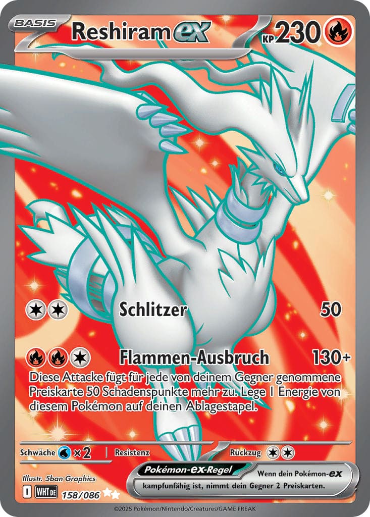 WHT158 - Reshiram EX - Weiße Flammen - KP 10.5 - (WHT158/86)